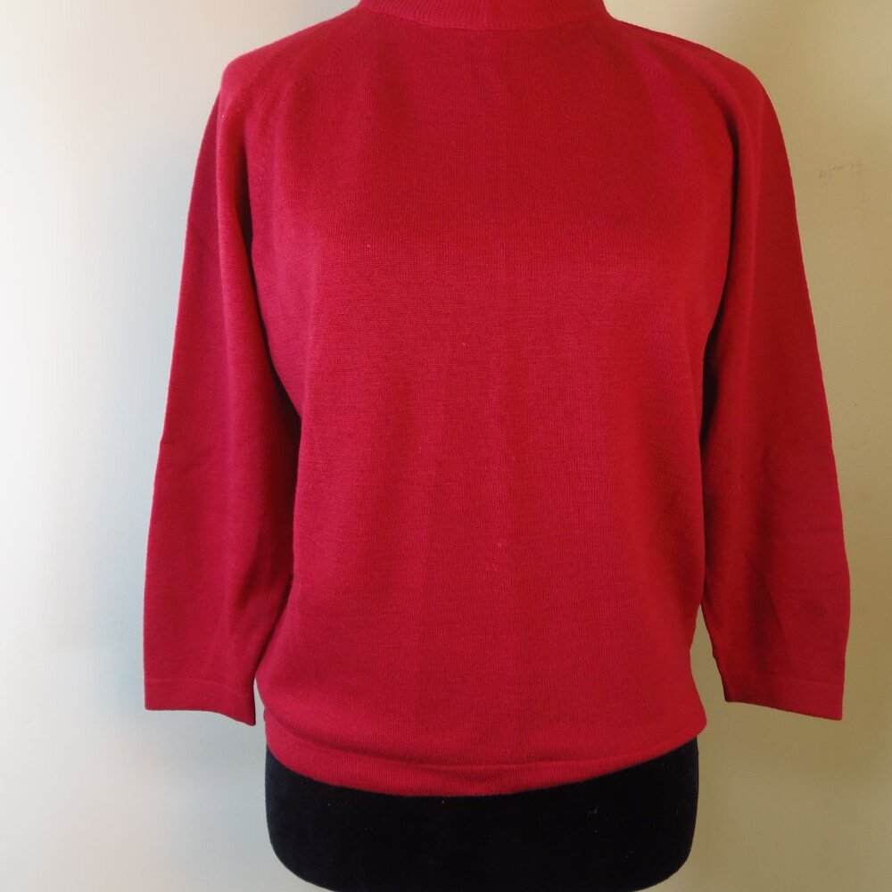 Vintage PENDLETON Women's SZ 40 Mock‎ Neck 100% Virgin Wool Sweater Preppy 80s